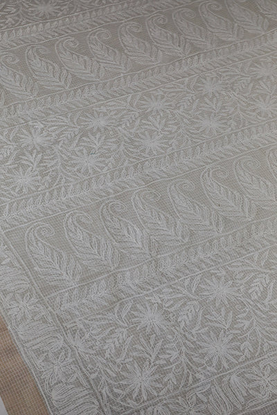 Off-White with Floral Chikankari Kota Cotton saree