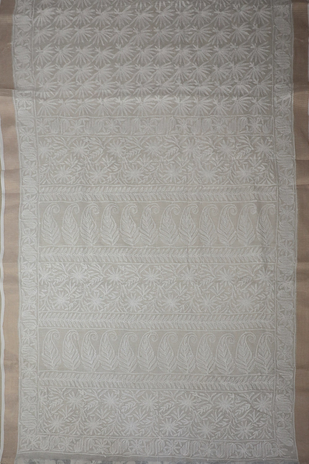 Off-White with Floral Chikankari Kota Cotton saree