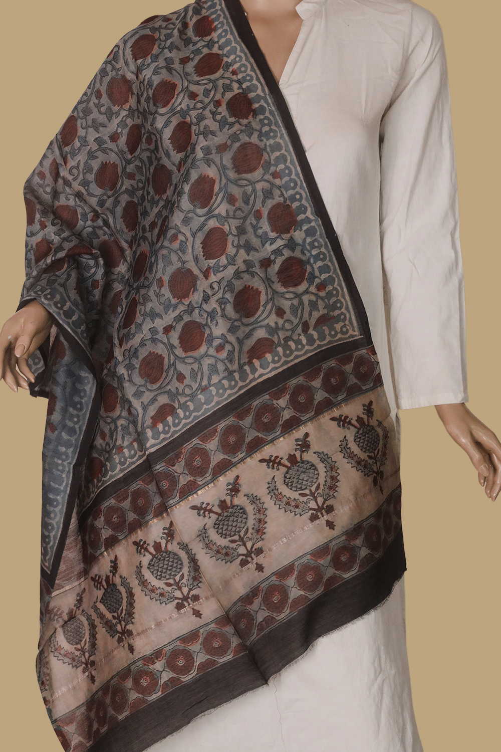 Printed Silk Cotton Stole - Matkatus 