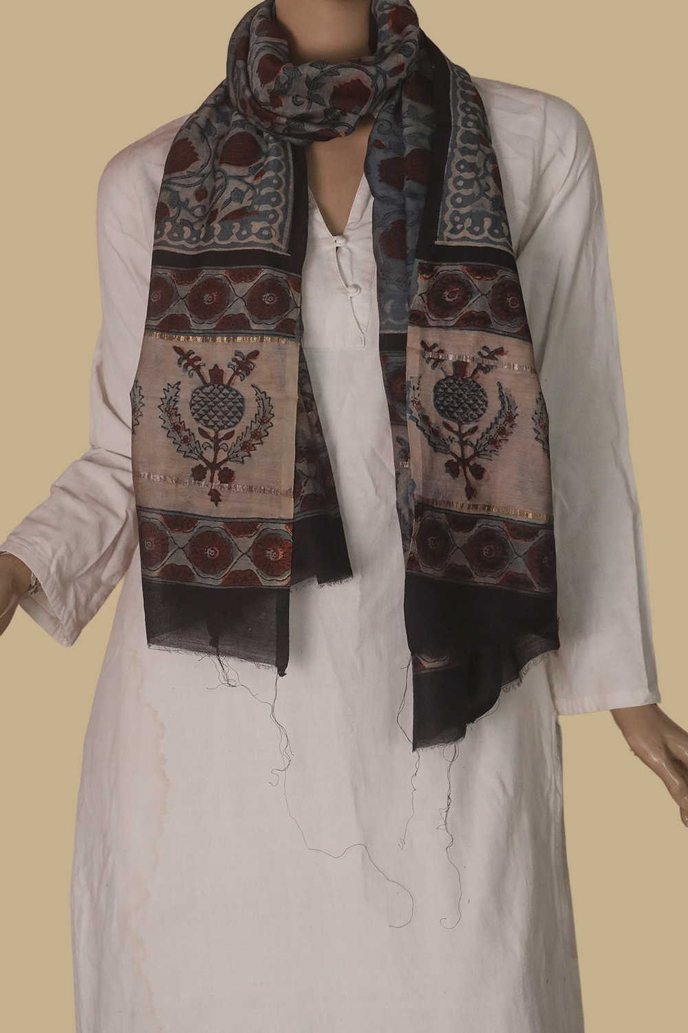 Chanderi Silk Cotton Stole - Matkatus 