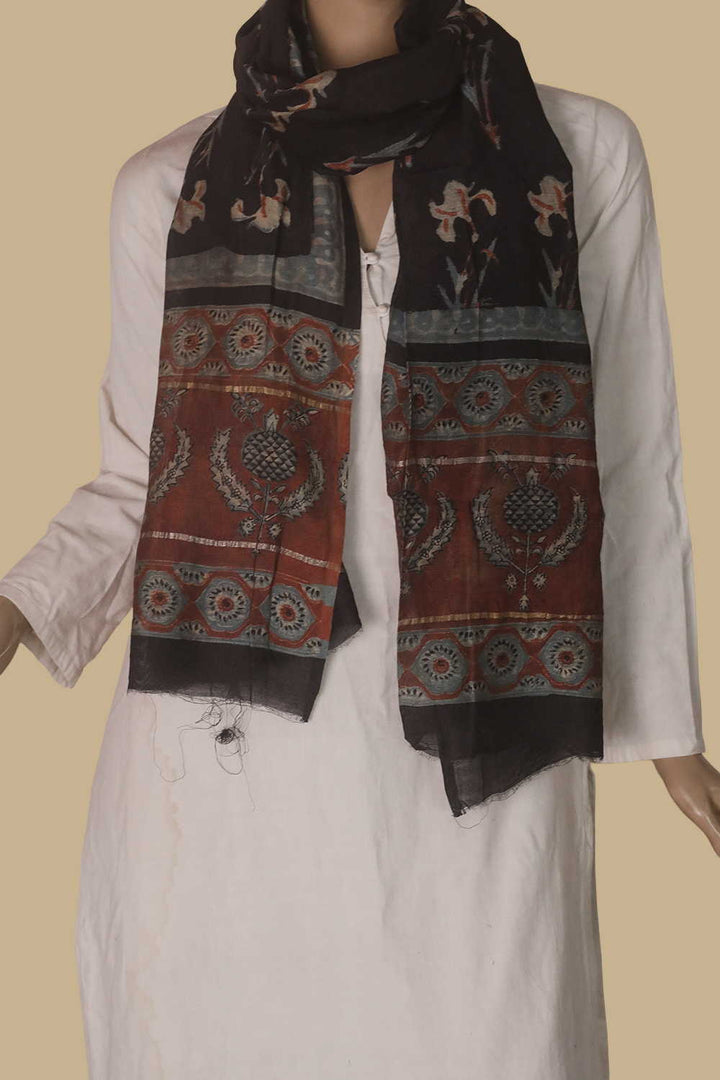 Chanderi Silk Cotton Stole - Matkatus 