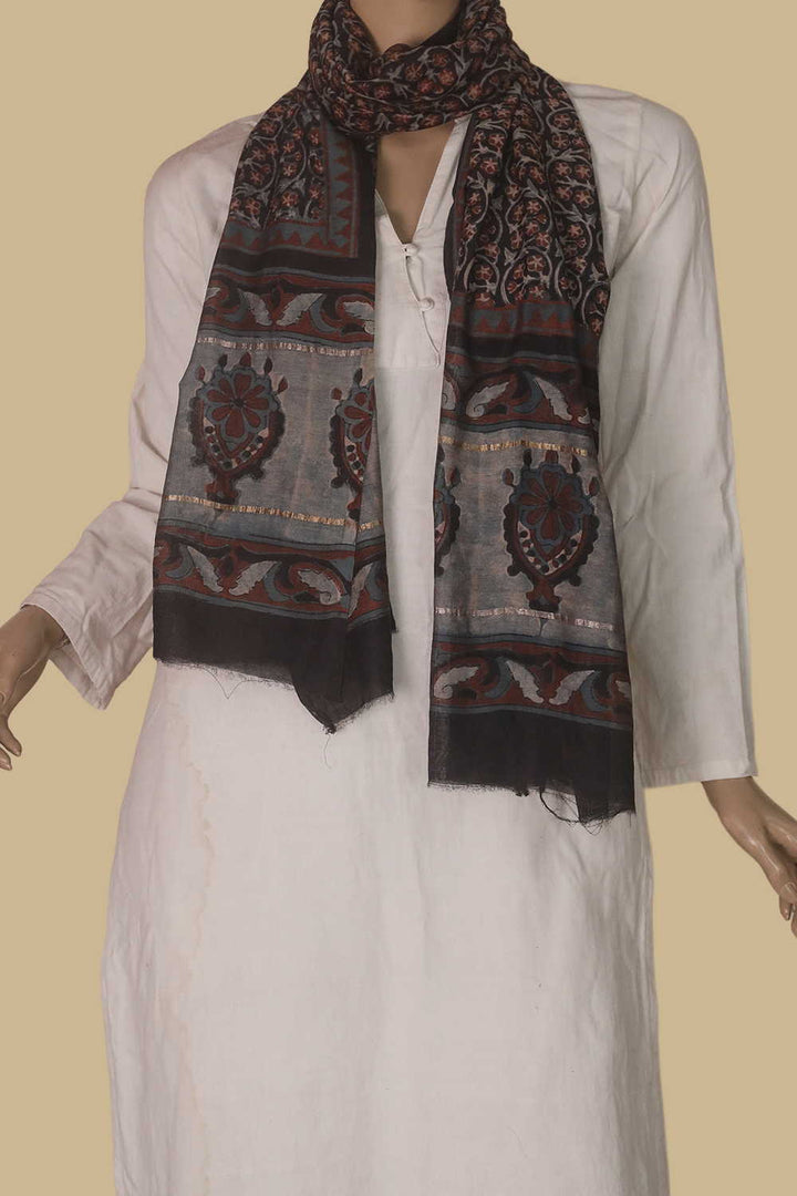 Chanderi Silk Cotton Stole - Matkatus 