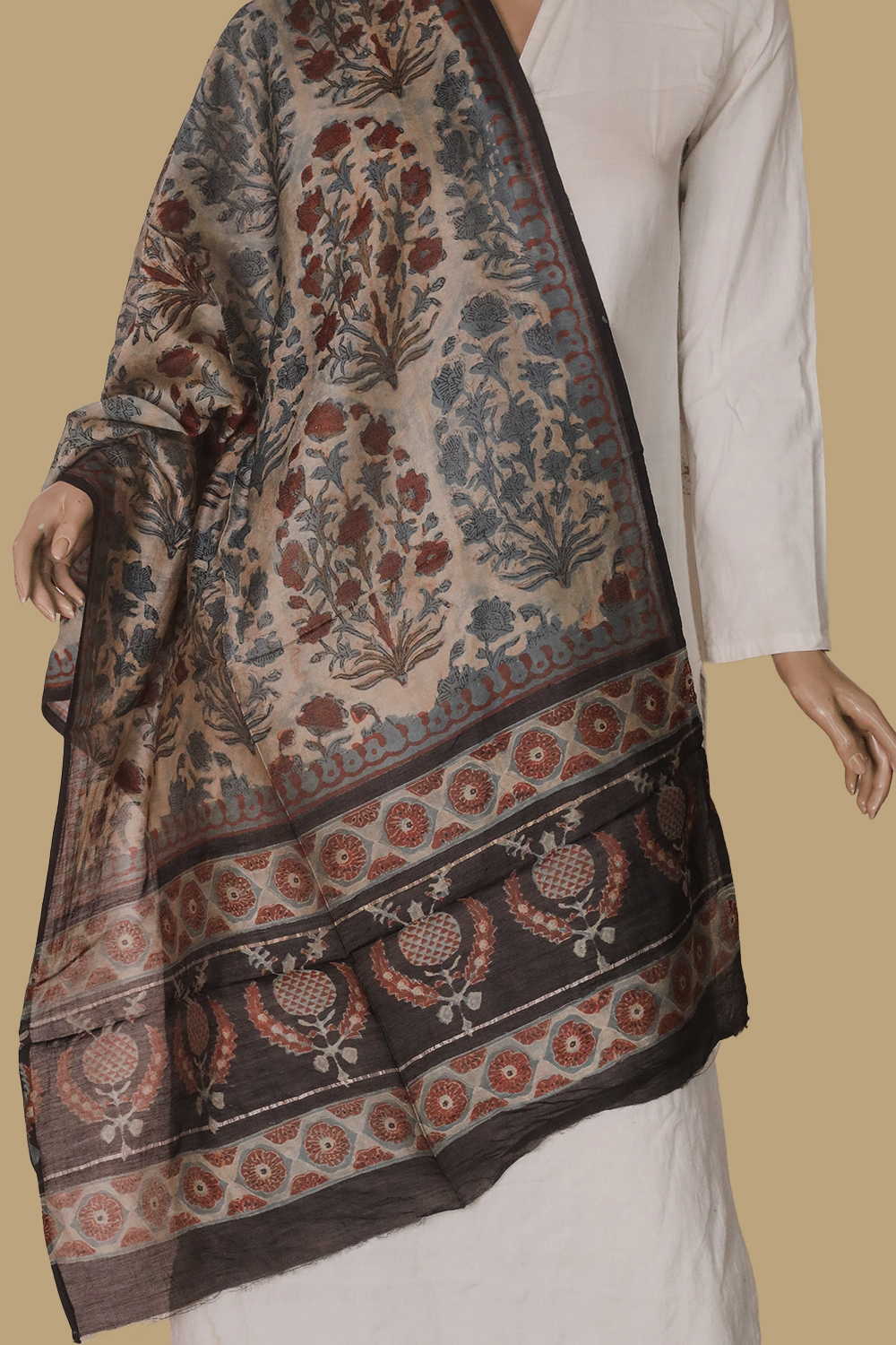 Printed Silk Cotton Stole - Matkatus 