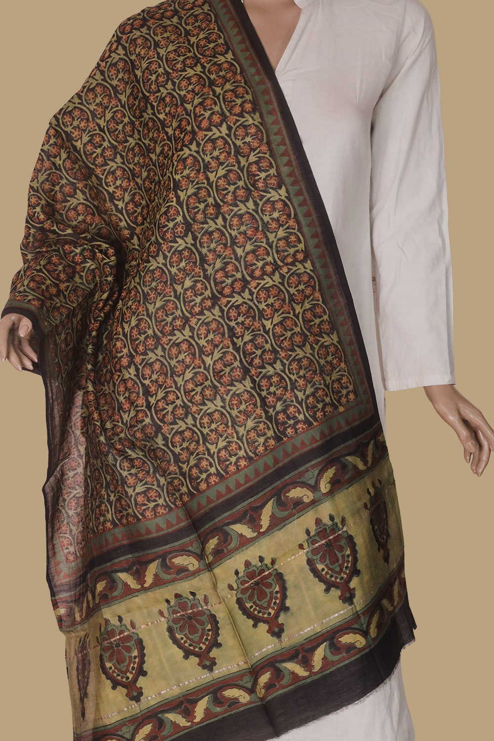 Chanderi Silk Cotton Stole - Matkatus 
