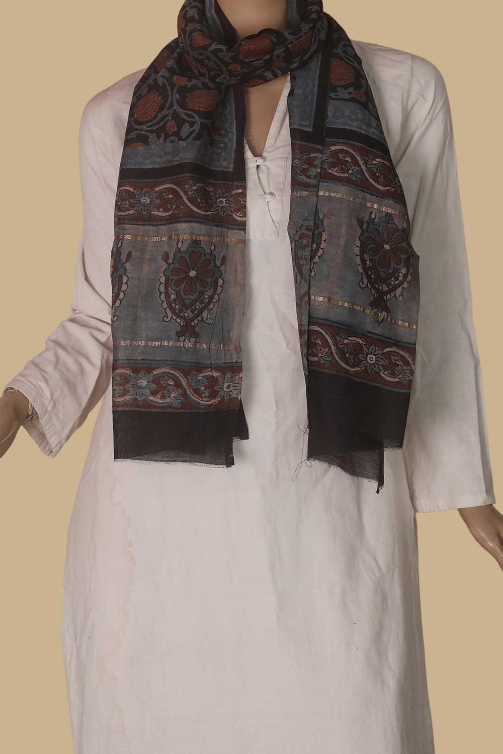 Chanderi Silk Cotton Stole - Matkatus 