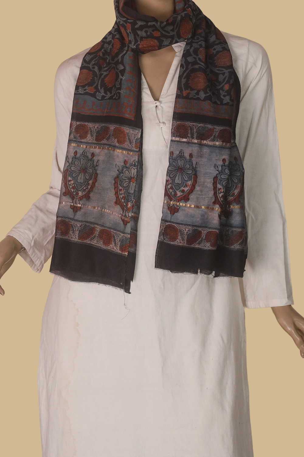 Chanderi Silk Cotton Stole - Matkatus 