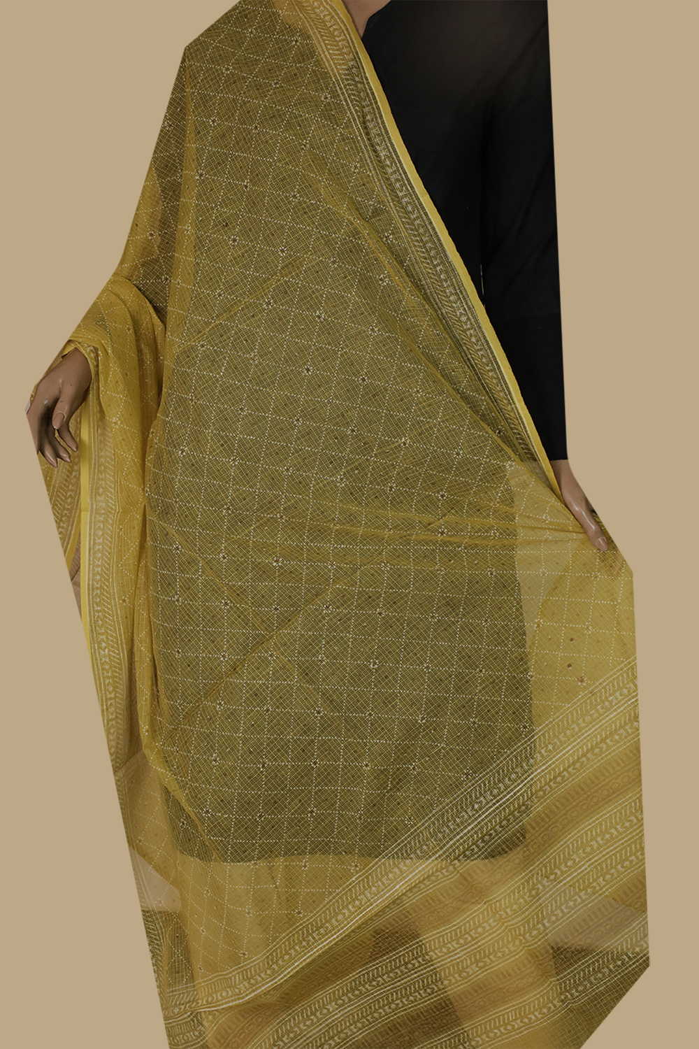 Block Printed Cotton Dupatta - Matkatus 