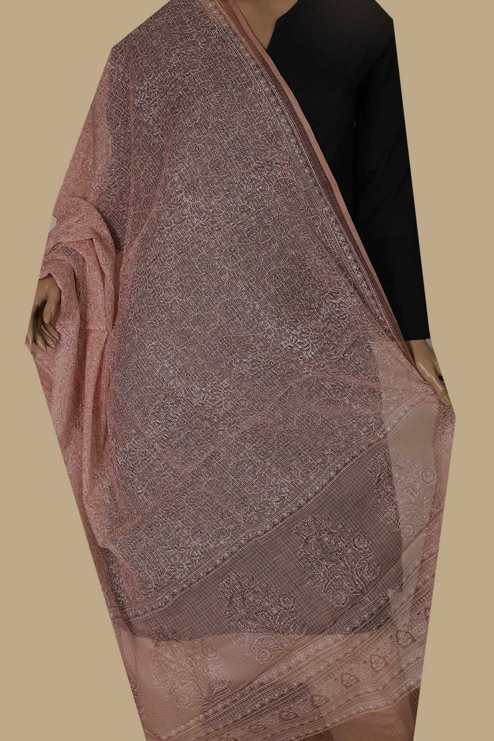 Block Printed Cotton Dupatta - Matkatus 
