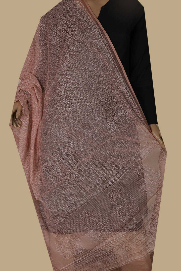 Block Printed Cotton Dupatta - Matkatus 