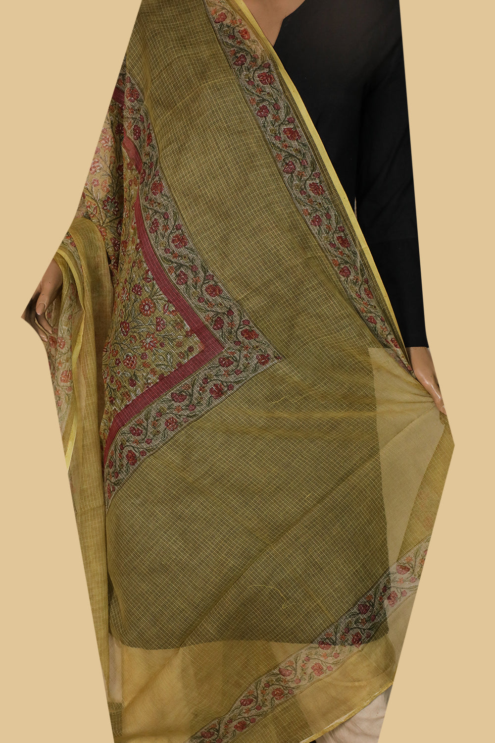 Block Printed Cotton Dupatta - Matkatus 