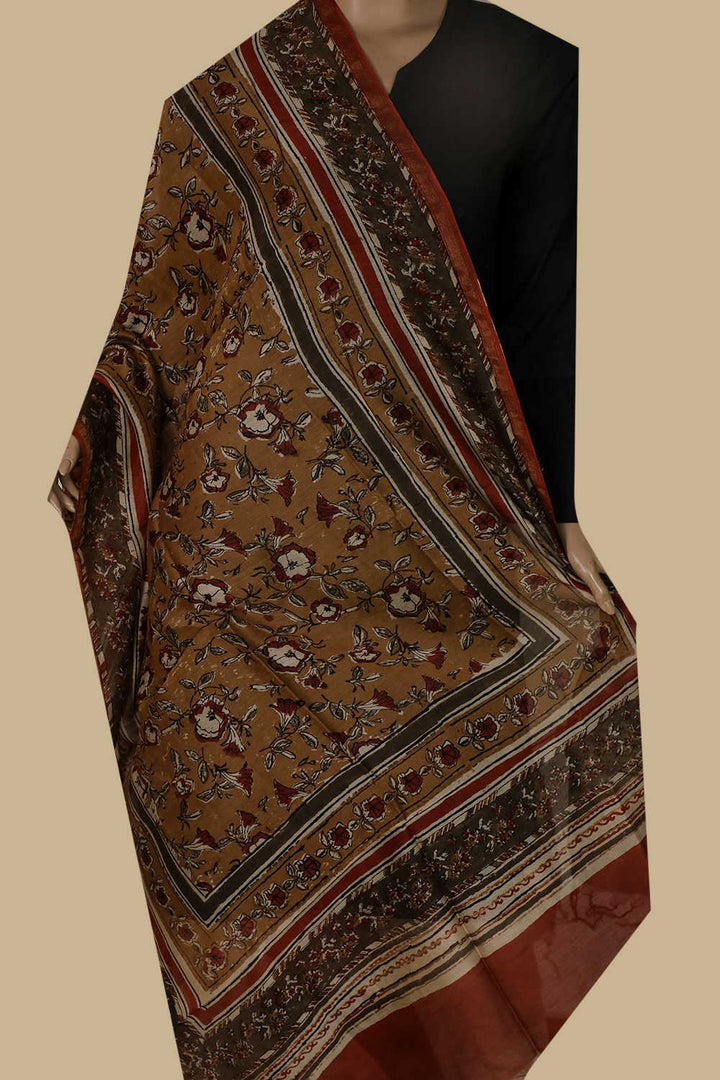 Printed Silk Cotton Dupatta - Matkatus 