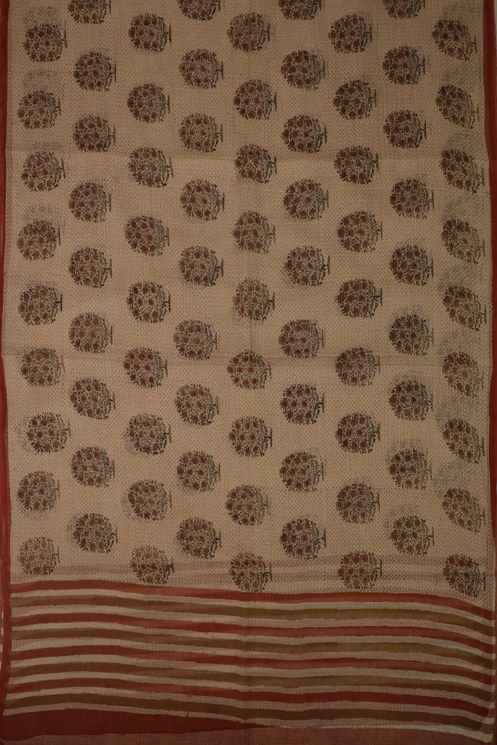 Butta Floral on Beige Block Printed Kota Cotton Dupatta