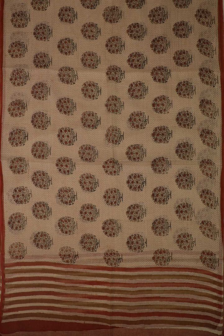 Butta Floral on Beige Block Printed Kota Cotton Dupatta