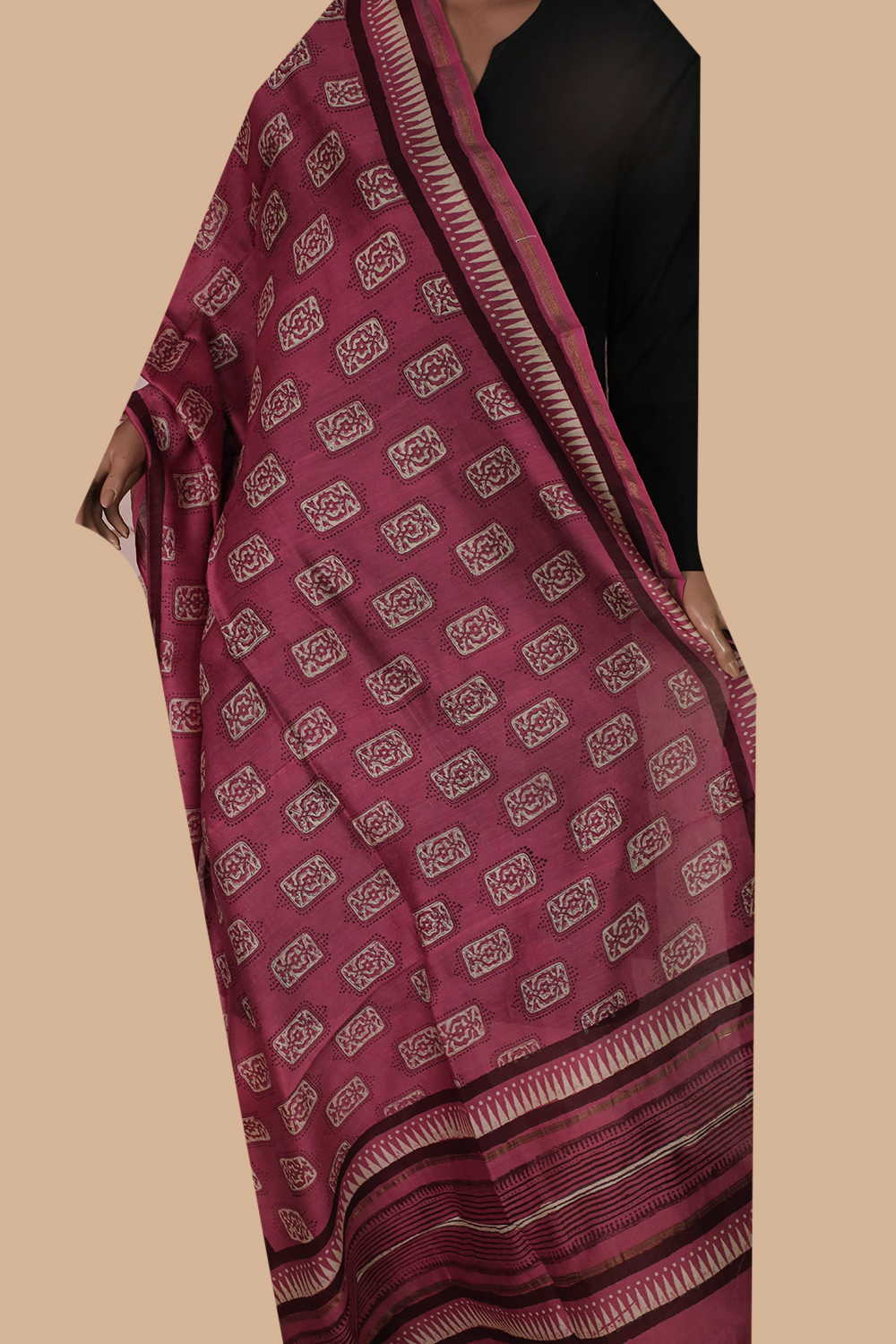 Printed Silk Cotton Dupatta - Matkatus 