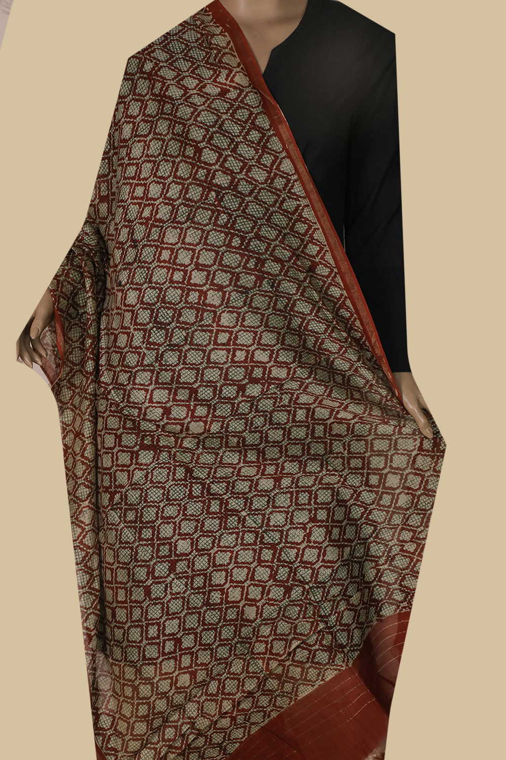 Printed Silk Cotton Dupatta - Matkatus 