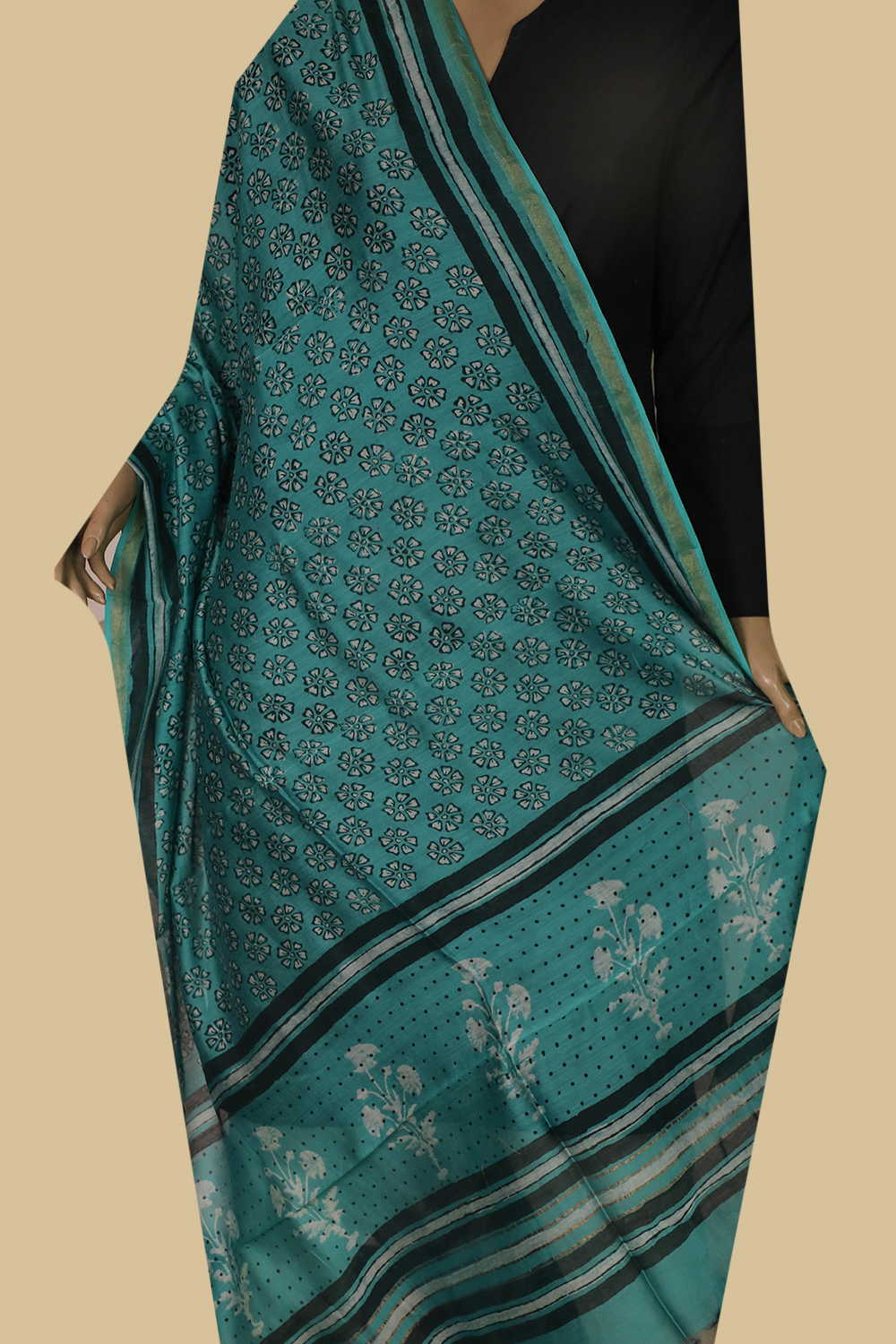 Printed Silk Cotton Dupatta - Matkatus 