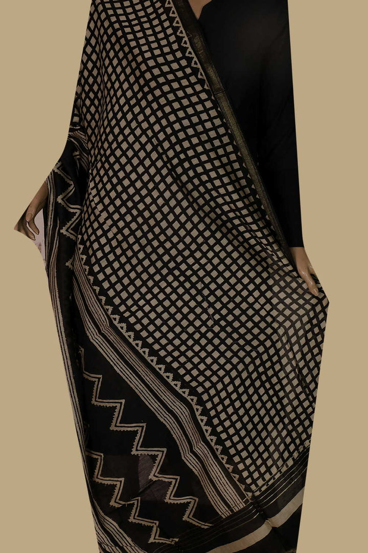 Printed Silk Cotton Dupatta - Matkatus 