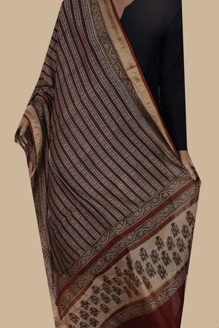 Printed Silk Cotton Dupatta - Matkatus 