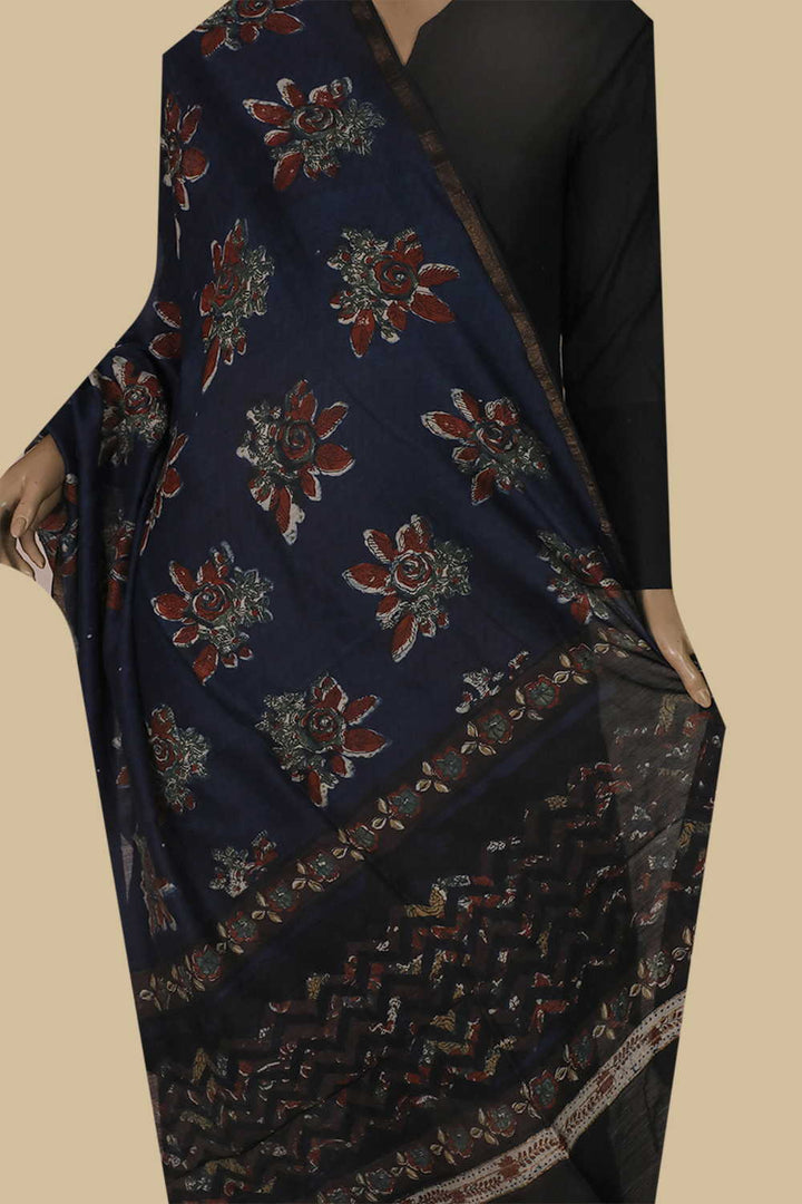 Printed Silk Cotton Dupatta - Matkatus 