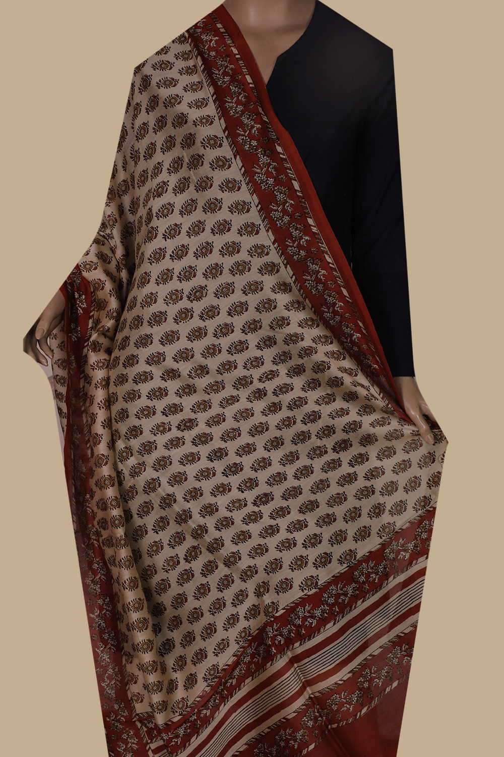 Printed Silk Cotton Dupatta - Matkatus 