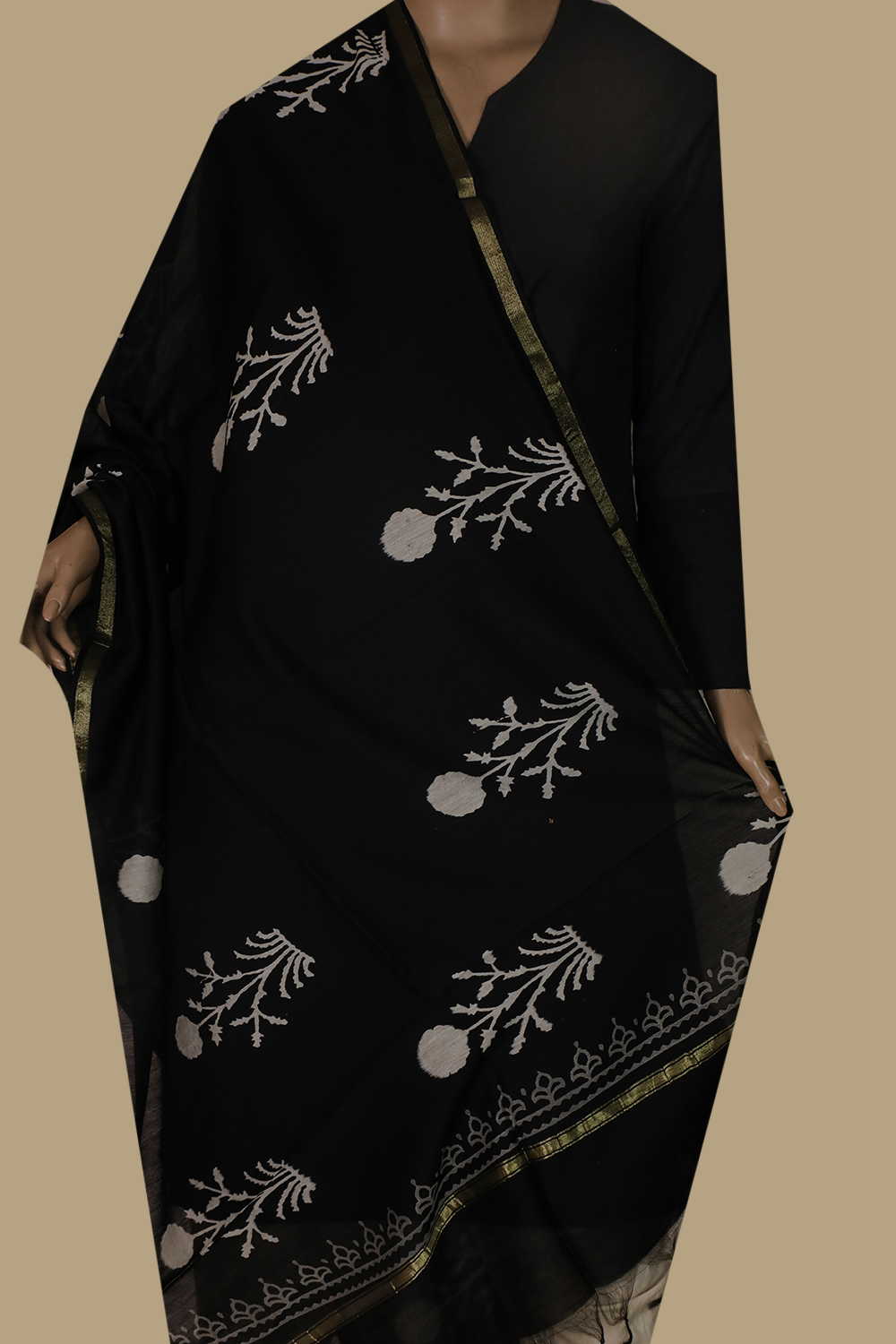 Printed Silk Cotton Dupatta - Matkatus 