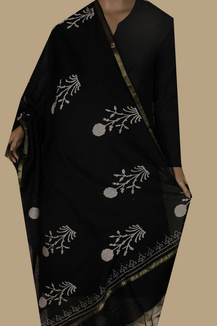 Printed Silk Cotton Dupatta - Matkatus 