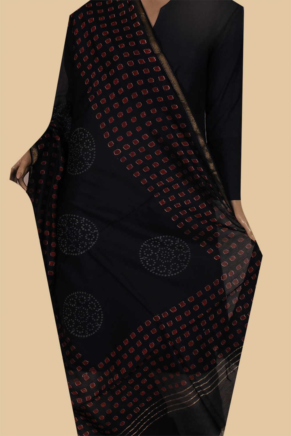 Printed Silk Cotton Dupatta - Matkatus 
