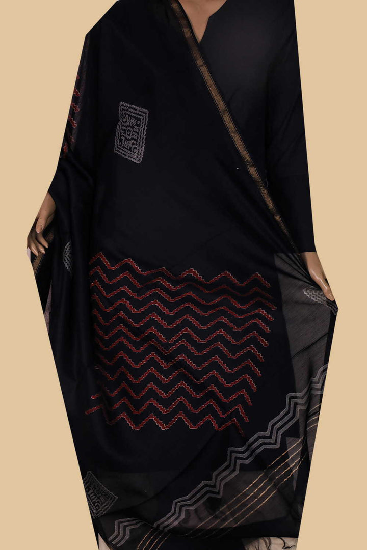Printed Silk Cotton Dupatta - Matkatus 