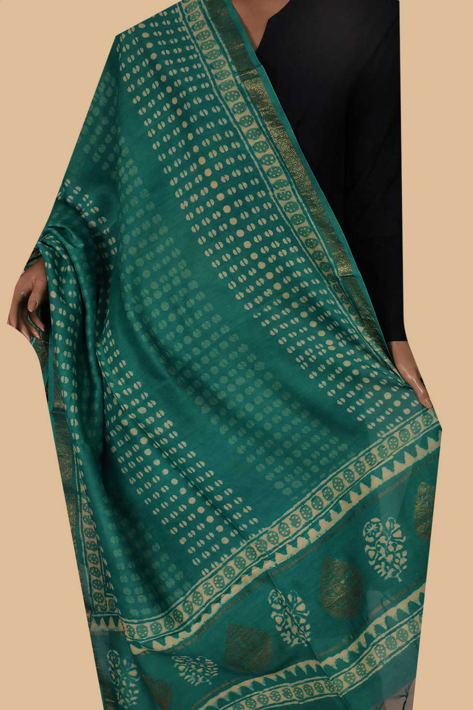 Printed Silk Cotton Dupatta - Matkatus 