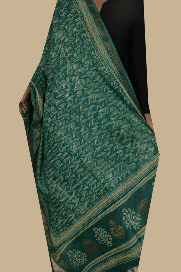 Printed Silk Cotton Dupatta - Matkatus 