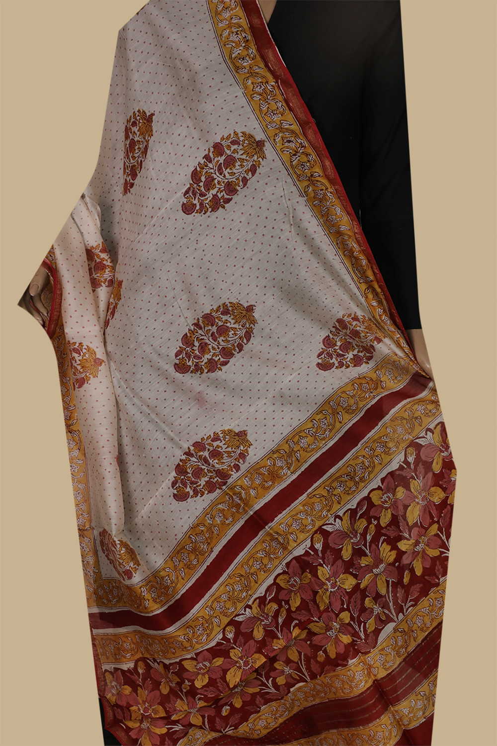 Printed Silk Cotton Dupatta - Matkatus 