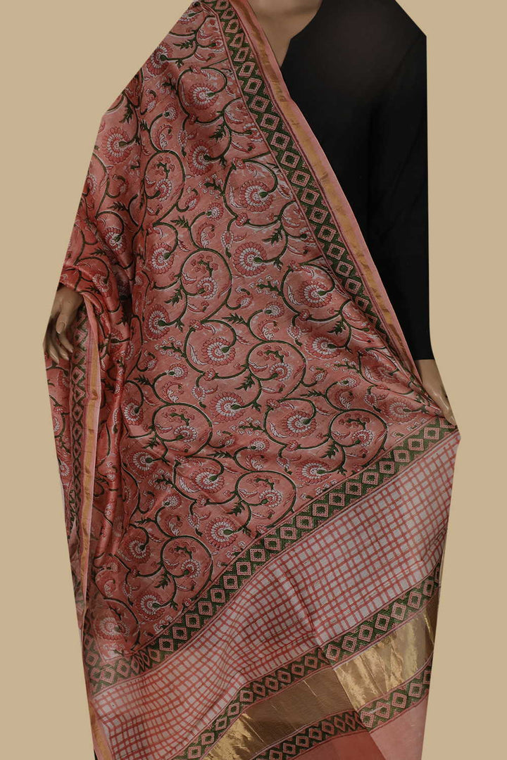 Printed Silk Cotton Dupatta - Matkatus 