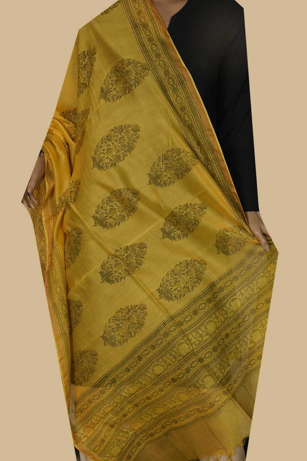 Printed Silk Cotton Dupatta - Matkatus 