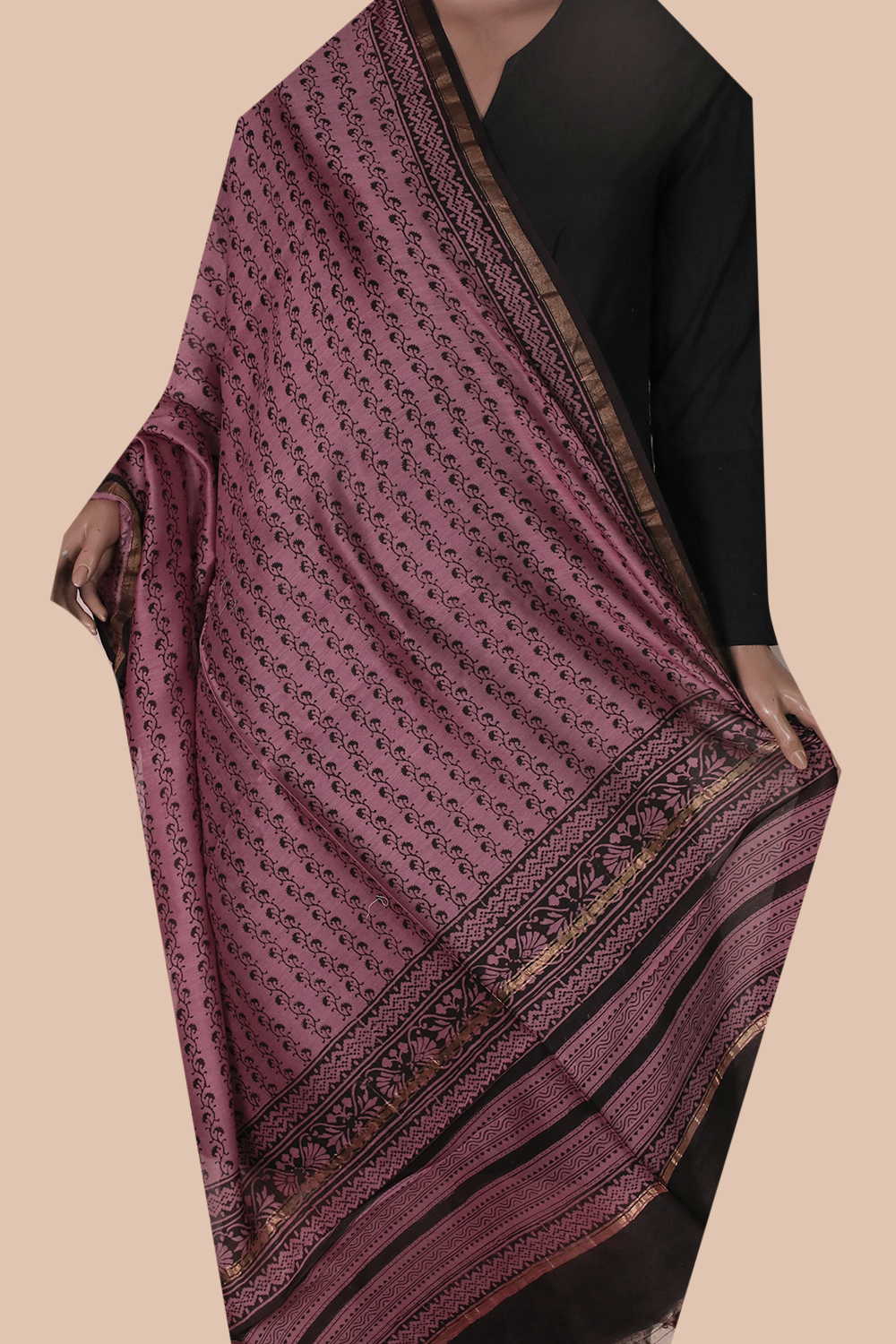 Printed Silk Cotton Dupatta - Matkatus 