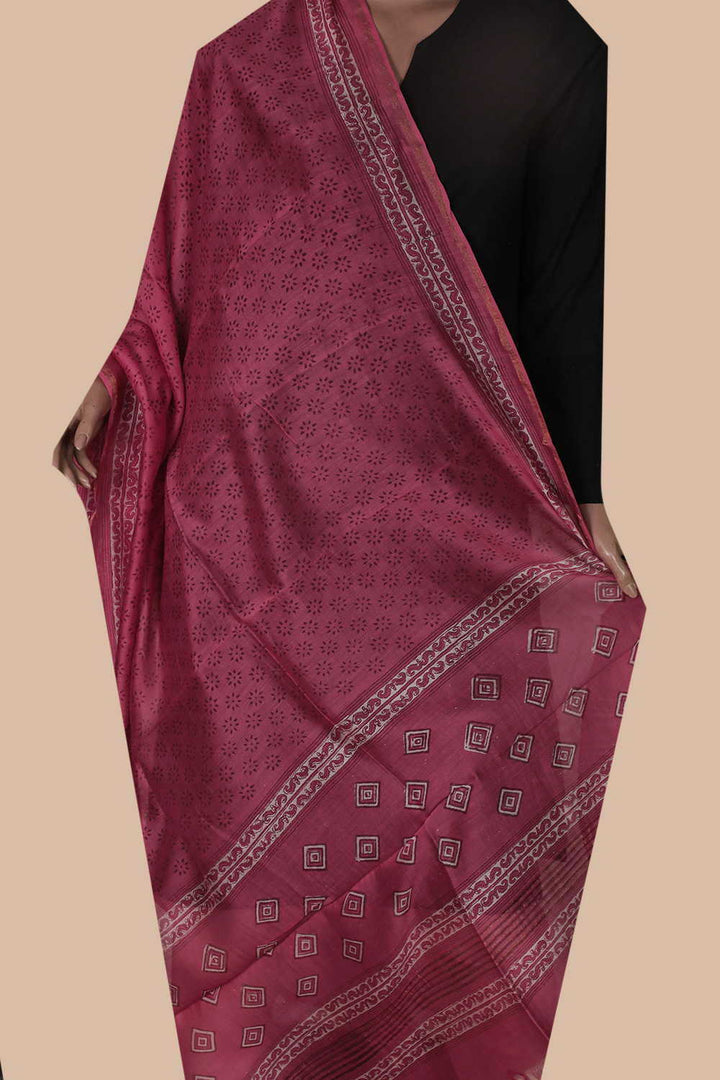 Printed Silk Cotton Dupatta - Matkatus 