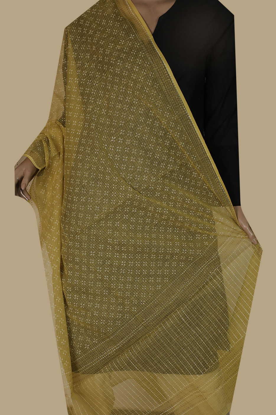 Block Printed Cotton Dupatta - Matkatus 