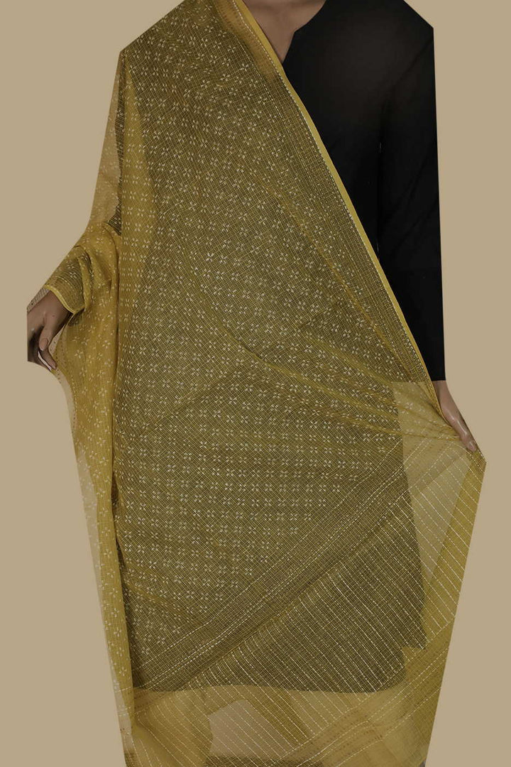Block Printed Cotton Dupatta - Matkatus 
