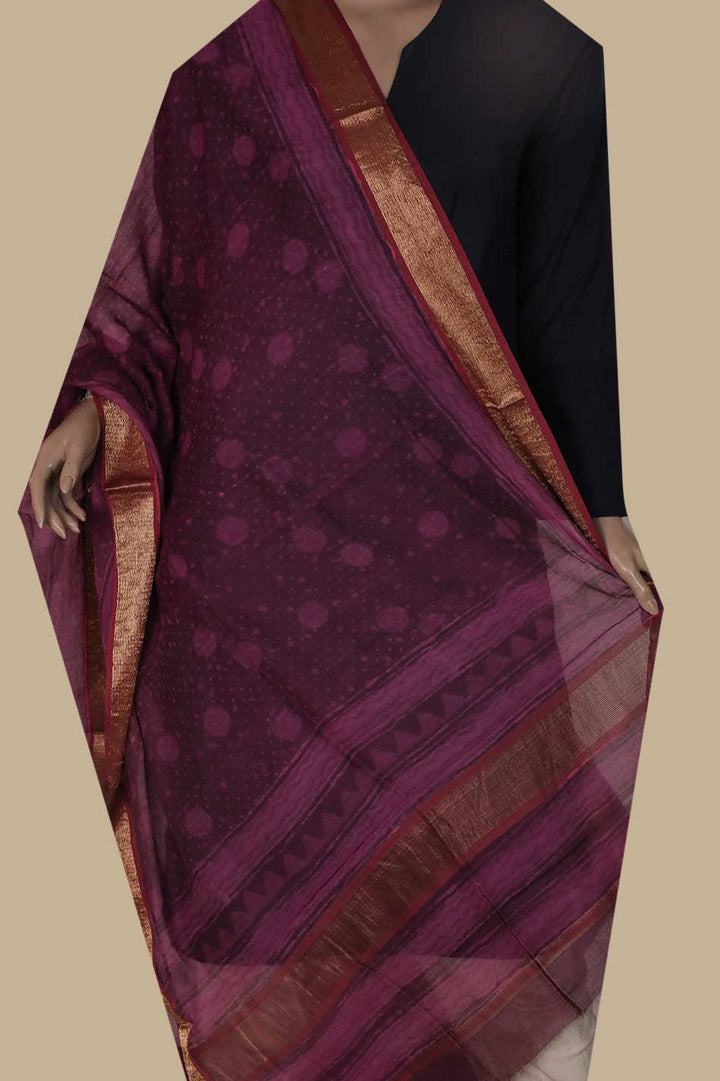 Printed Silk Cotton Dupatta - Matkatus 