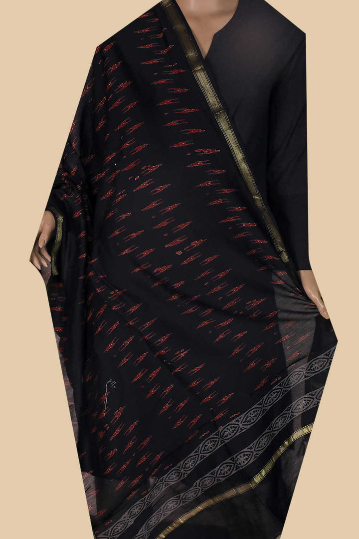 Printed Silk Cotton Dupatta - Matkatus 