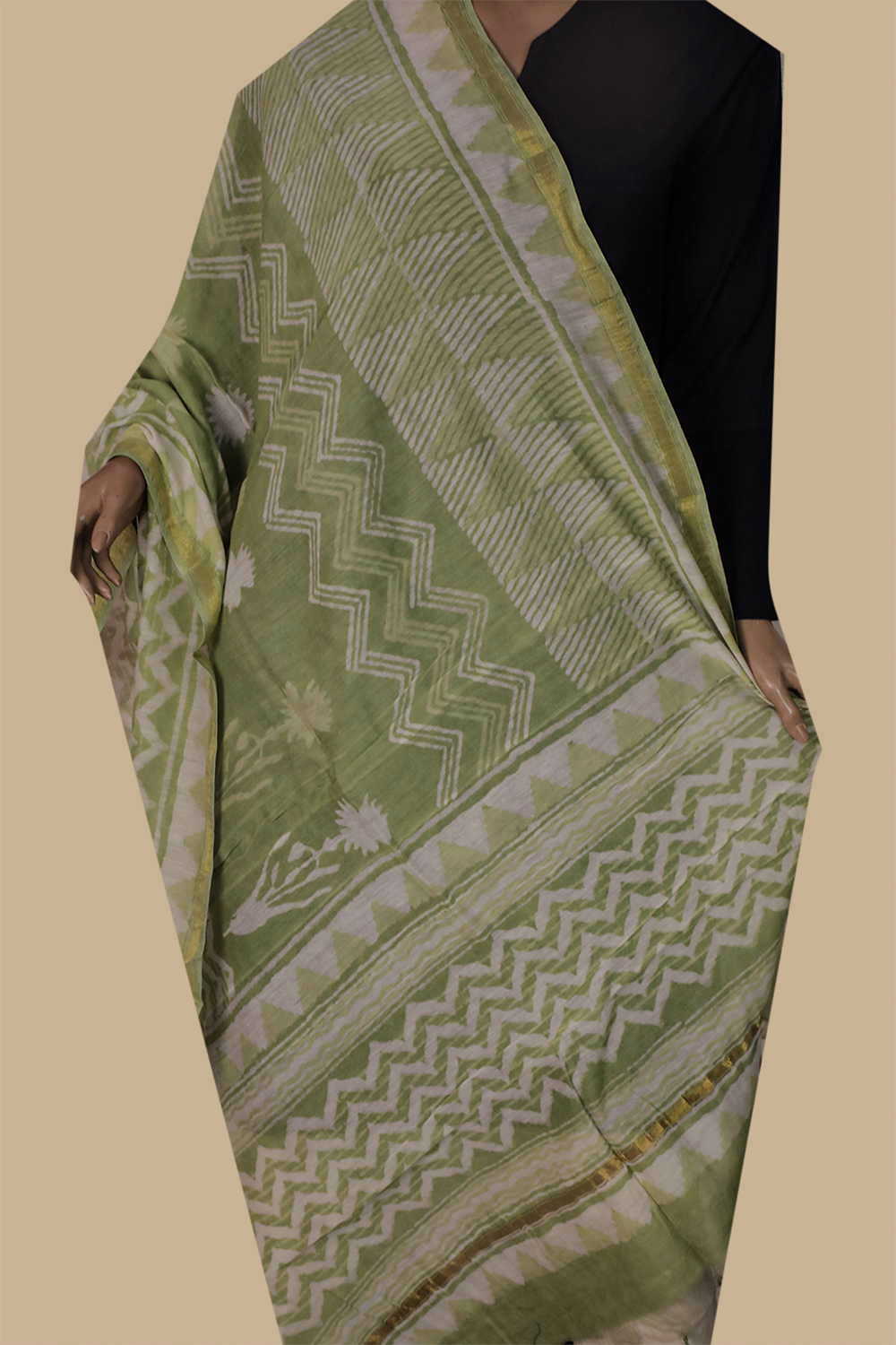 Printed Silk Cotton Dupatta - Matkatus 