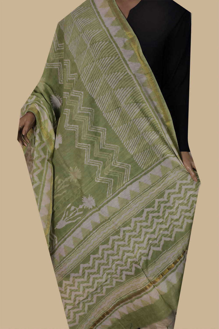 Printed Silk Cotton Dupatta - Matkatus 