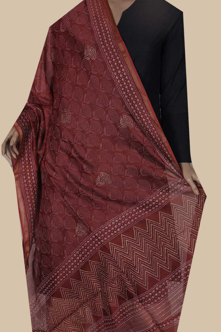 Printed Silk Cotton Dupatta - Matkatus 