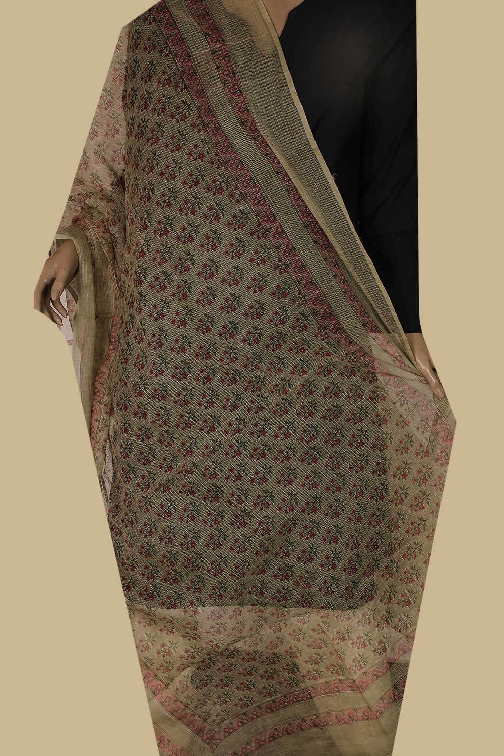 Block Printed Cotton Dupatta - Matkatus 