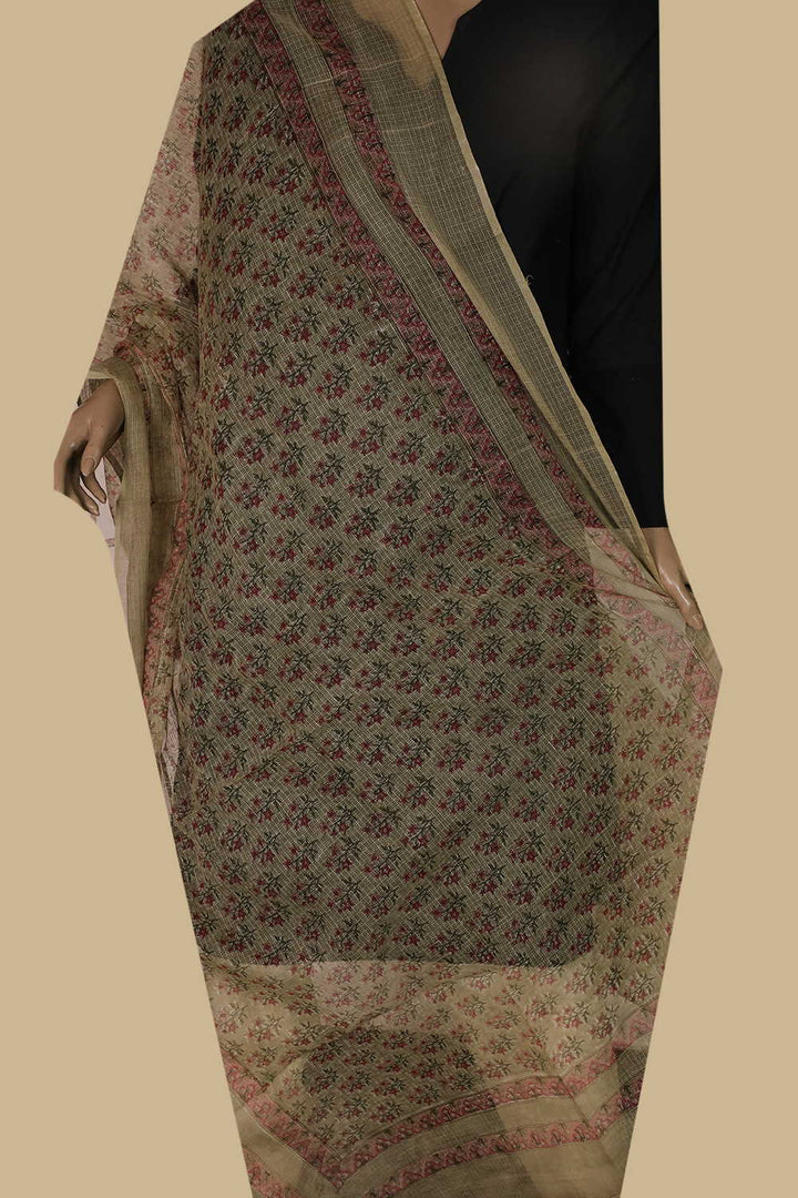 Block Printed Cotton Dupatta - Matkatus 