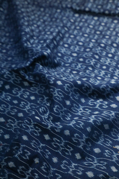 Patterned on Blue Orissa Ikat Cotton Fabric - 0.5m