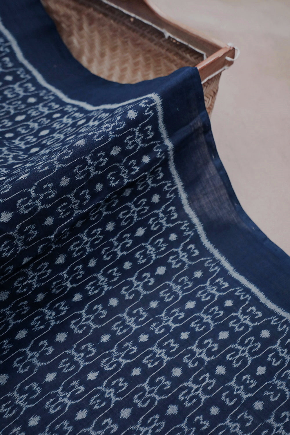 Patterned on Blue Orissa Ikat Cotton Fabric - 0.7m
