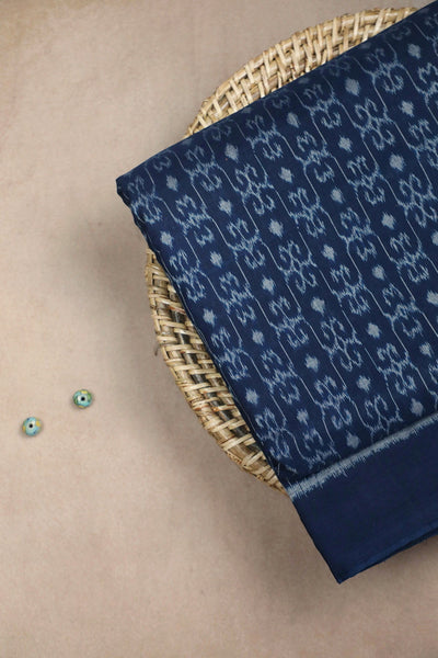 Patterned on Blue Orissa Ikat Cotton Fabric - 0.7m