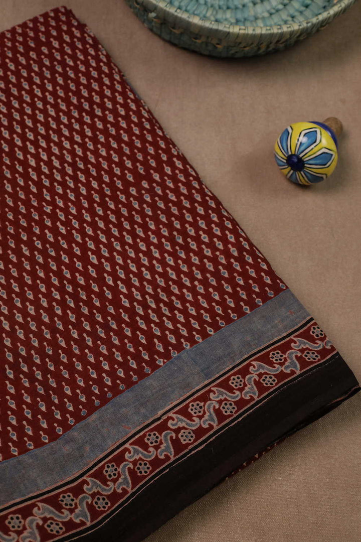 Ajrak Mul Cotton Saree - Matkatus 