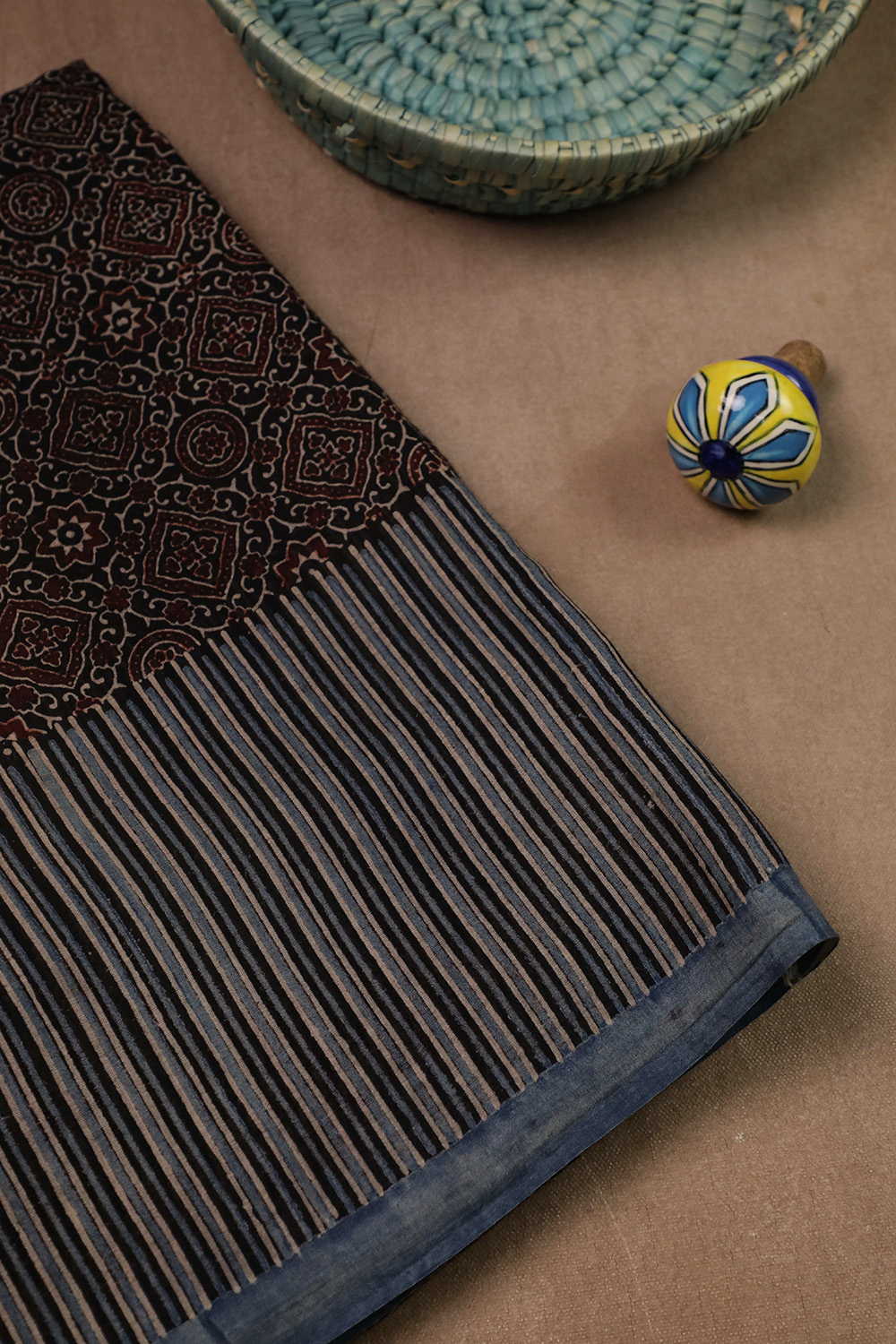 Ajrak Mul Cotton Saree - Matkatus 