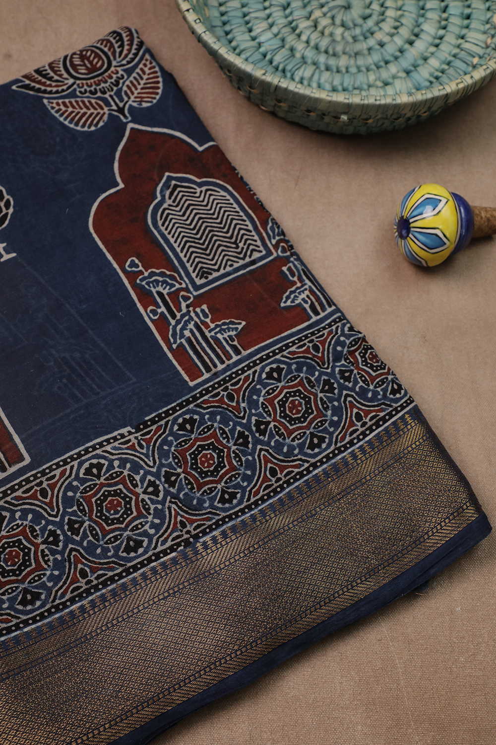 Ajrak Mul Cotton Saree - Matkatus 